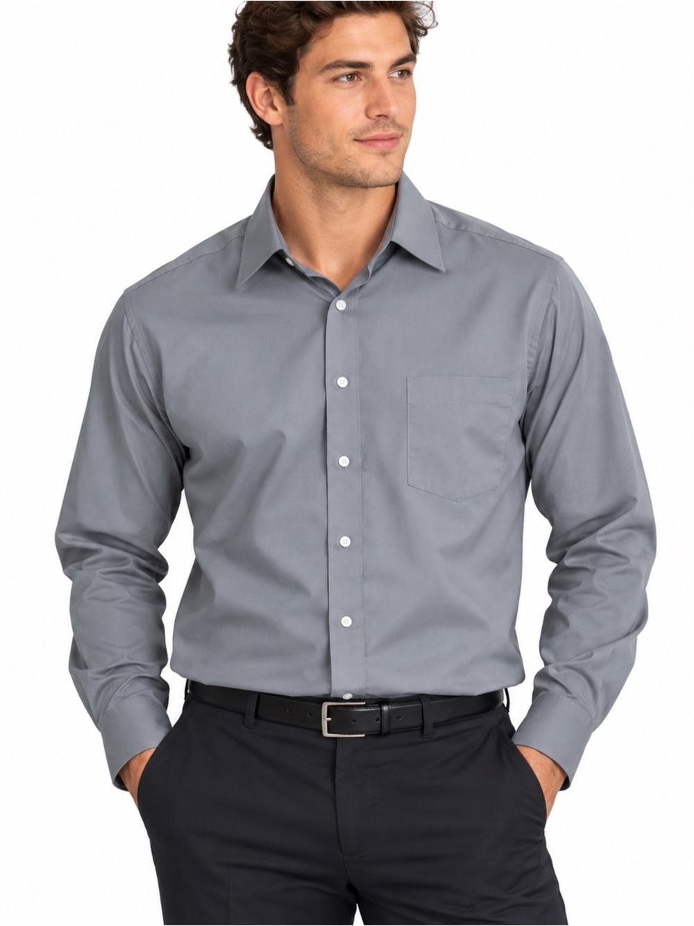 Arrow Athletic Fit Gray Button Down Dress Shirt Men’s 16-16.5 Long Sleeve